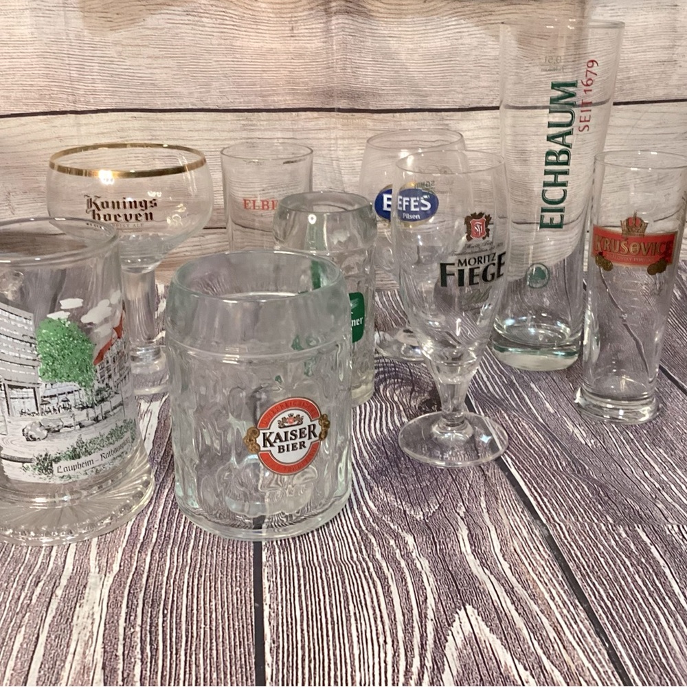 Lot 9 Vintage German Pilsner Glasses, Craft Beer Mugs,Glasses … Fun Collection